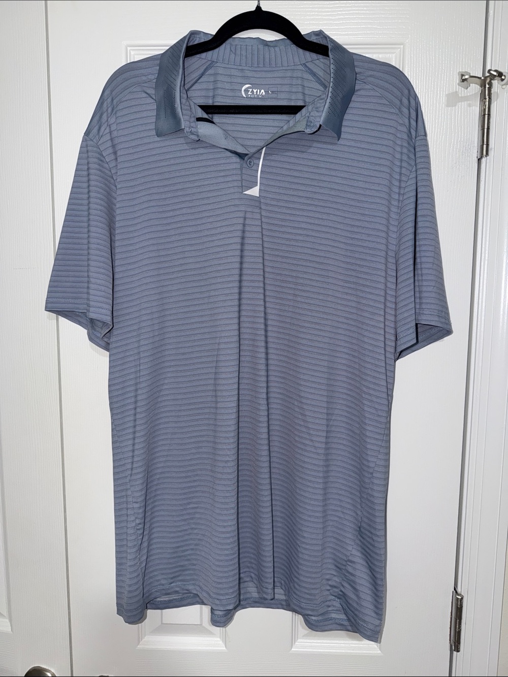 ZYIA Men's Slate Blue Striped Polo